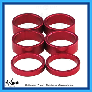 25MM STUB AXLE WHEEL HUB SPACER SET 6 PIECES COLOURED RED
